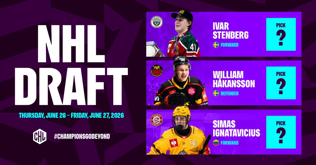 Three CHLers set for Exciting Night at 2026 NHL Entry Draft!